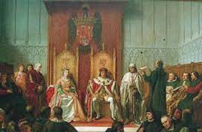 Huwelijksplechtigheid Isabella I en Ferdinand II in 1469